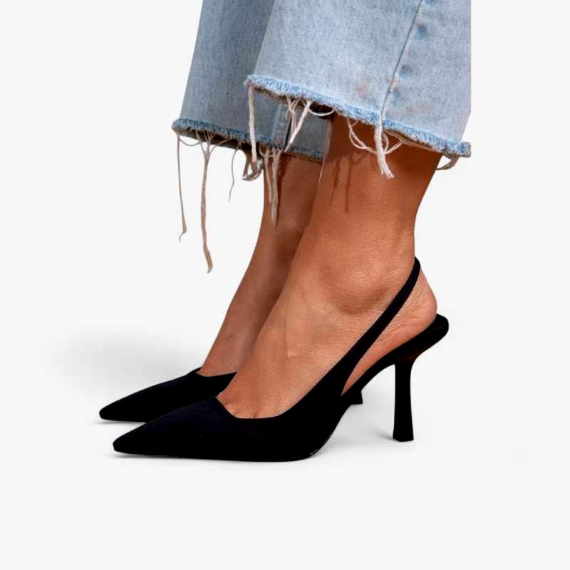 Gisela - Women's Leather Pointed Toe Slingback Heels