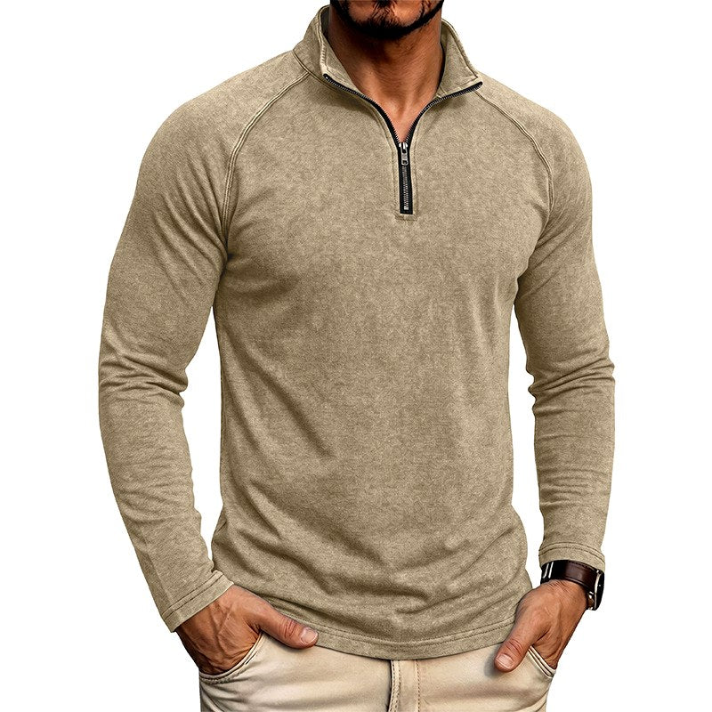 Abner - Men's Vintage-Washed Quarter-Zip Long Sleeve Shirt 3