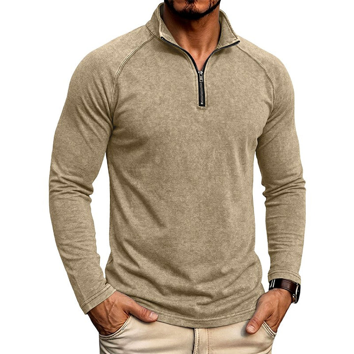 Abner - Men's Vintage-Washed Quarter-Zip Long Sleeve Shirt 3