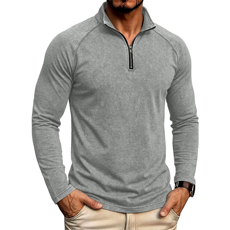 Abner - Men's Vintage-Washed Quarter-Zip Long Sleeve Shirt 4