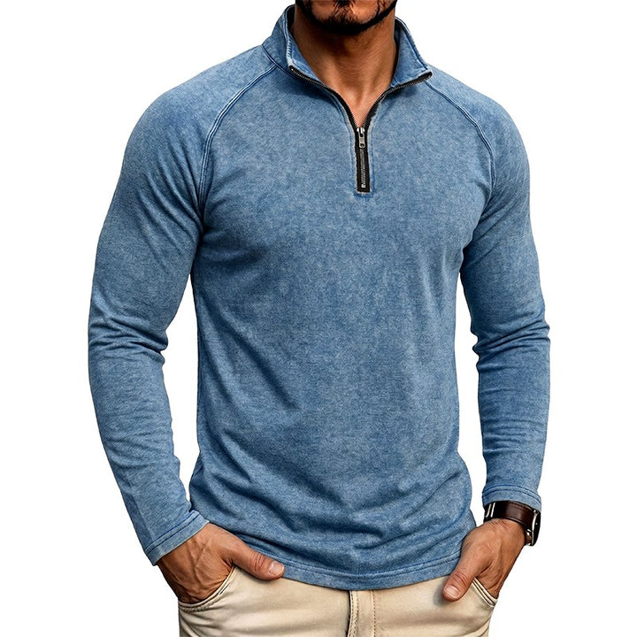 Abner - Men's Vintage-Washed Quarter-Zip Long Sleeve Shirt 5