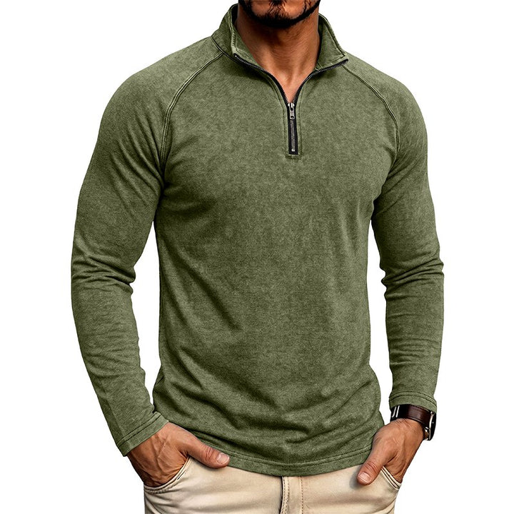 Abner - Men's Vintage-Washed Quarter-Zip Long Sleeve Shirt 6