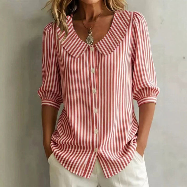 Abbie - Women's Vintage Stripe Button-Up Top