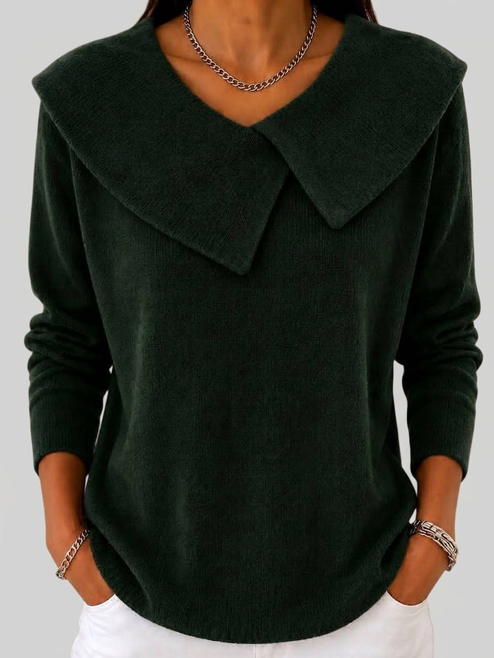 Abigail - Women's Foldover Collar Knit Sweater