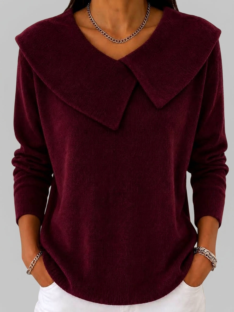 Abigail - Women's Foldover Collar Knit Sweater