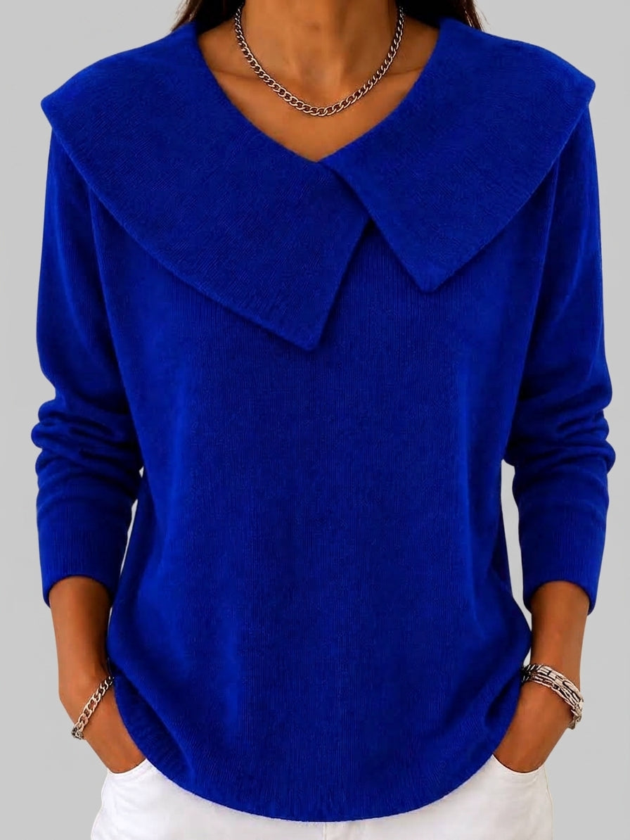 Abigail - Women's Foldover Collar Knit Sweater
