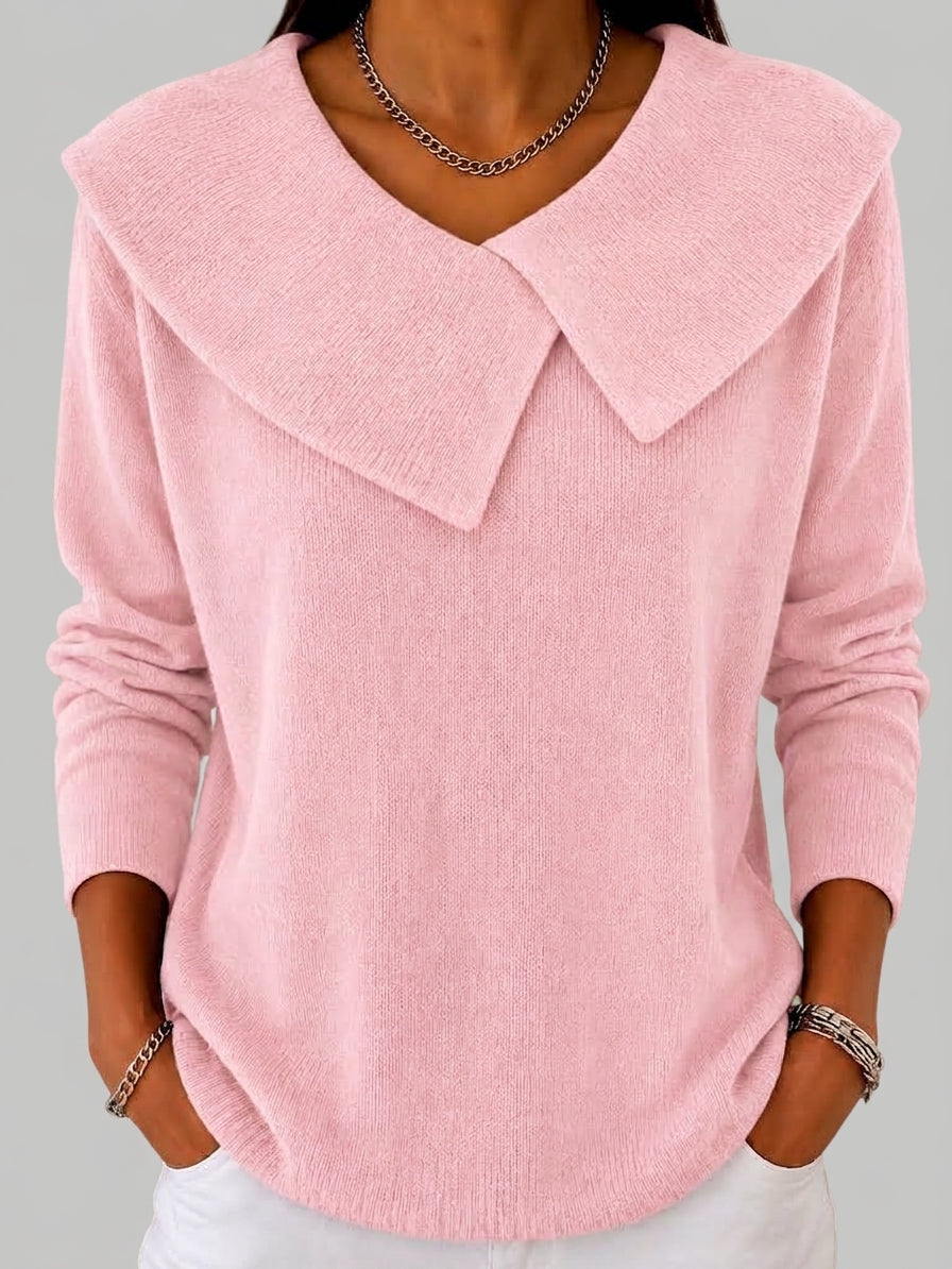 Abigail - Women's Foldover Collar Knit Sweater