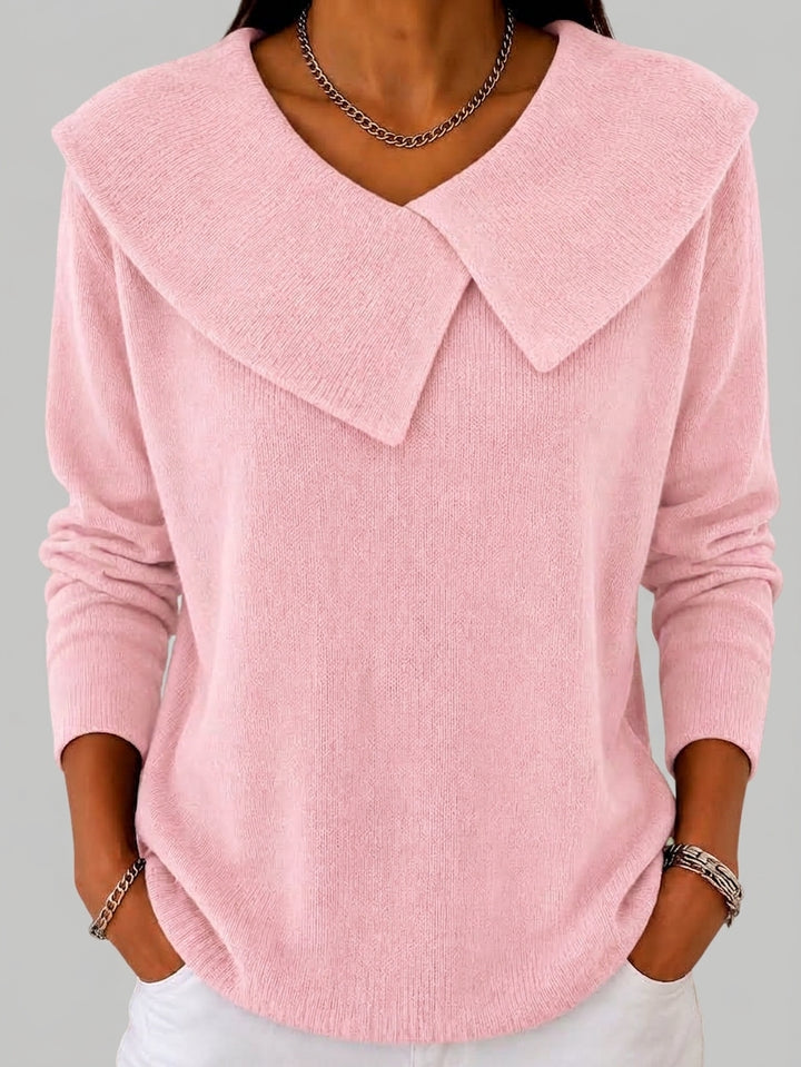 Abigail - Women's Foldover Collar Knit Sweater