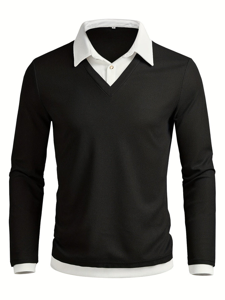 Adrian - Men's Slim Fit Contrast Collar Long Sleeve Sweater