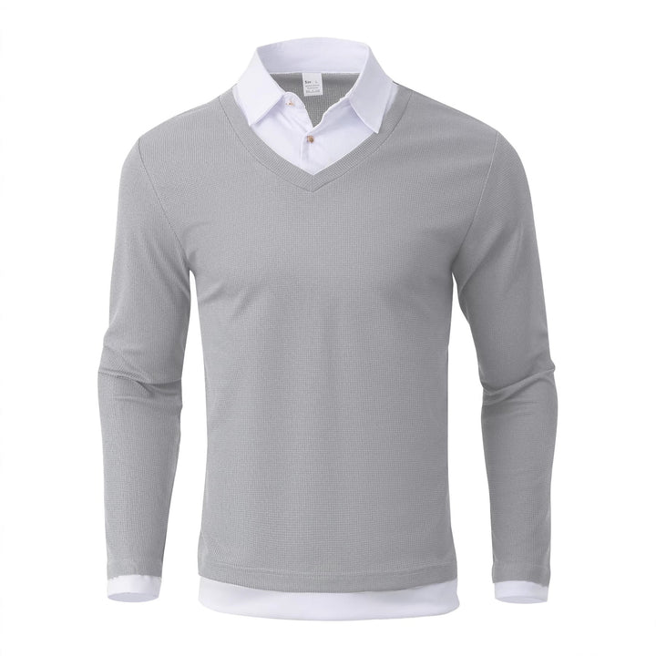 Adrian - Men's Slim Fit Contrast Collar Long Sleeve Sweater