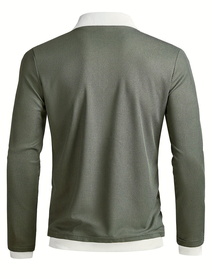 Adrian - Men's Slim Fit Contrast Collar Long Sleeve Sweater