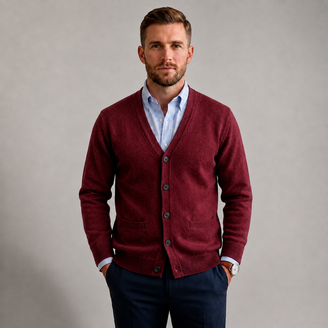 Adrian - Men's V-Neck Slim Fit Cardigan