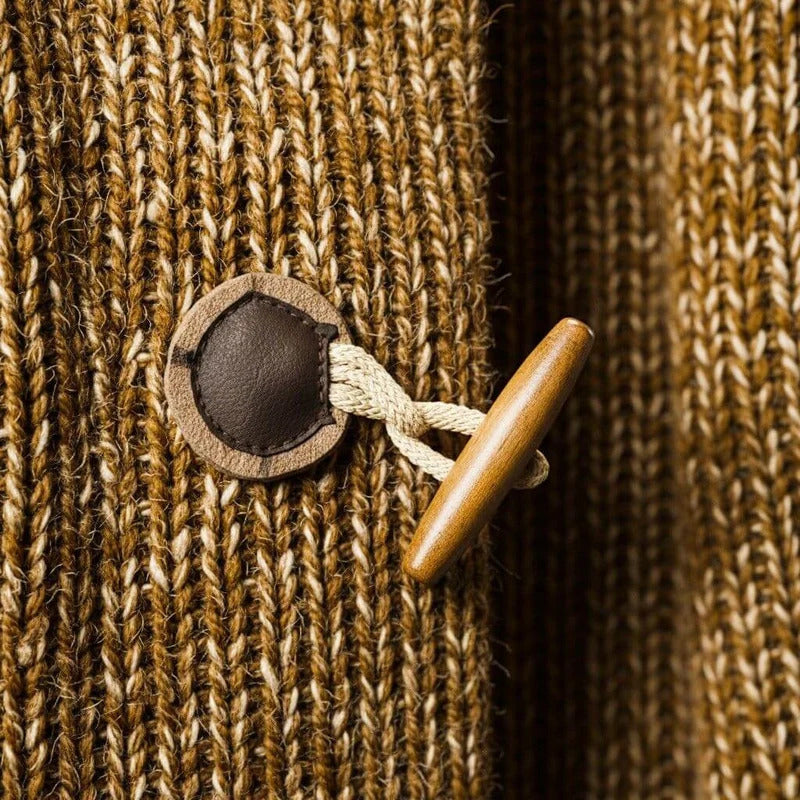 Adrian - Men's Wool-Blend Hooded Cardigan with Ribbed Trim