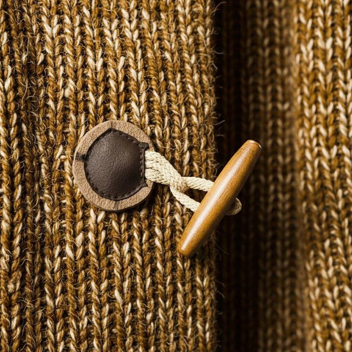 Adrian - Men's Wool-Blend Hooded Cardigan with Ribbed Trim