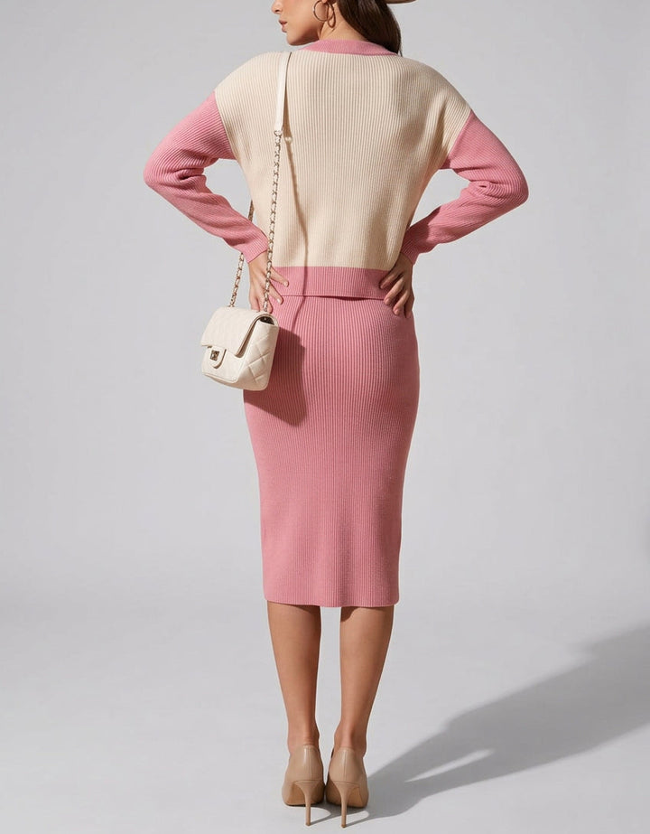 Aila - Women's Ribbed Turtleneck Sweater & Skirt Set
