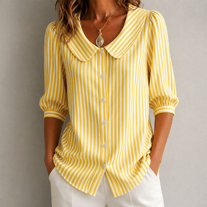 Alaina - Women's Striped Peter Pan Collar Blouse