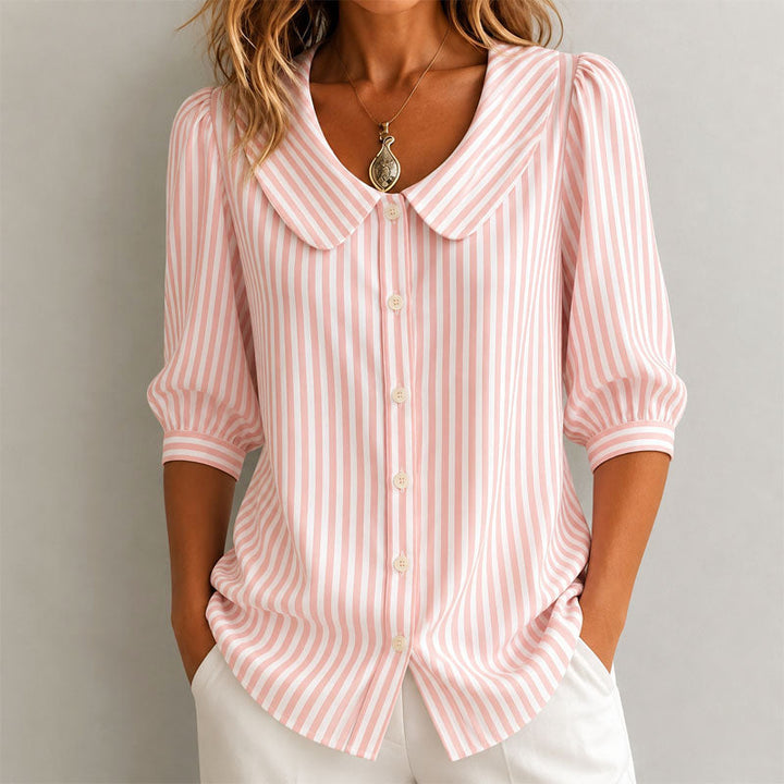 Alaina - Women's Striped Peter Pan Collar Blouse