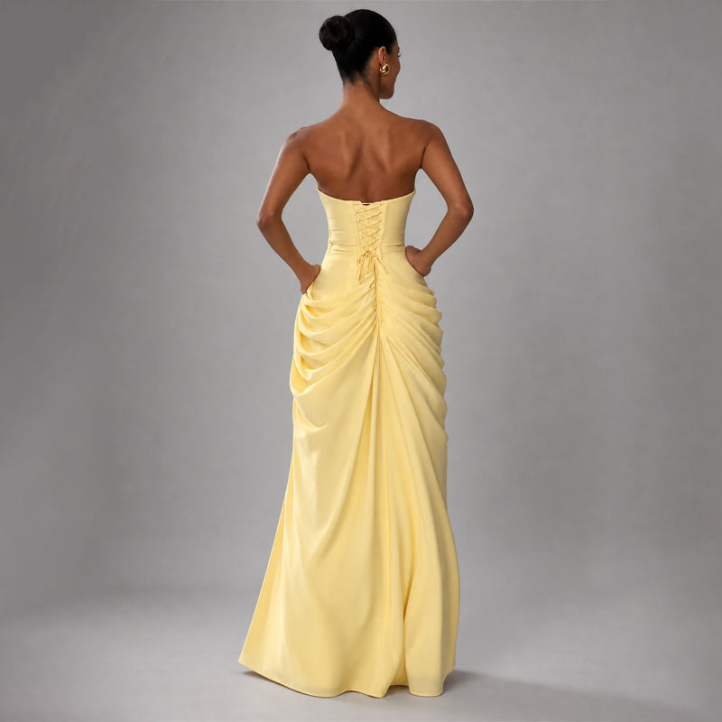 Alana - Women's Strapless High-Slit Wedding Guest Dress