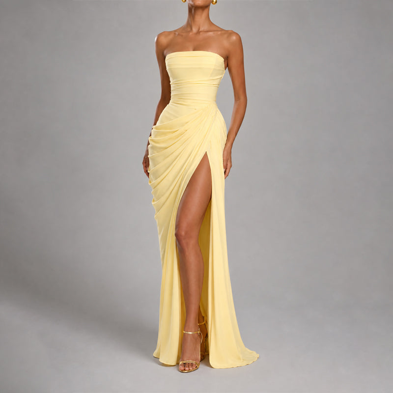 Alana - Women's Strapless High-Slit Wedding Guest Dress