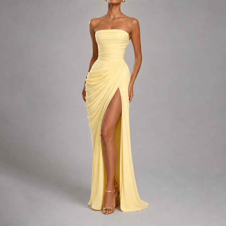 Alana - Women's Strapless High-Slit Wedding Guest Dress