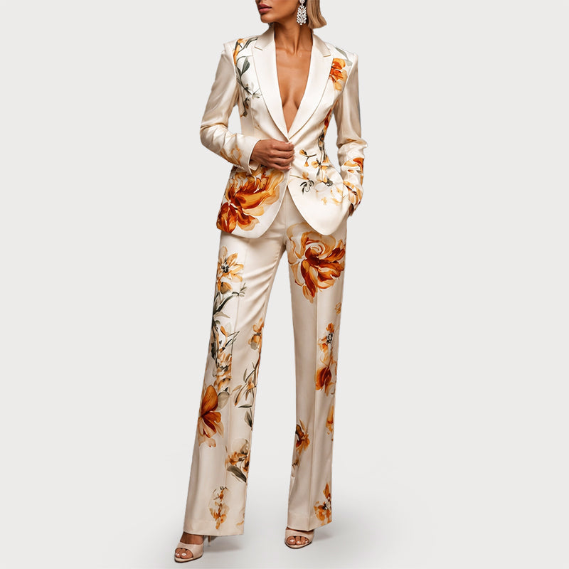 Alani - Women’s Floral Tailored Blazer and Trousers Set