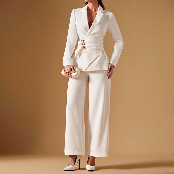 Alayah - Women's Asymmetric Ruched Waist Suit Set