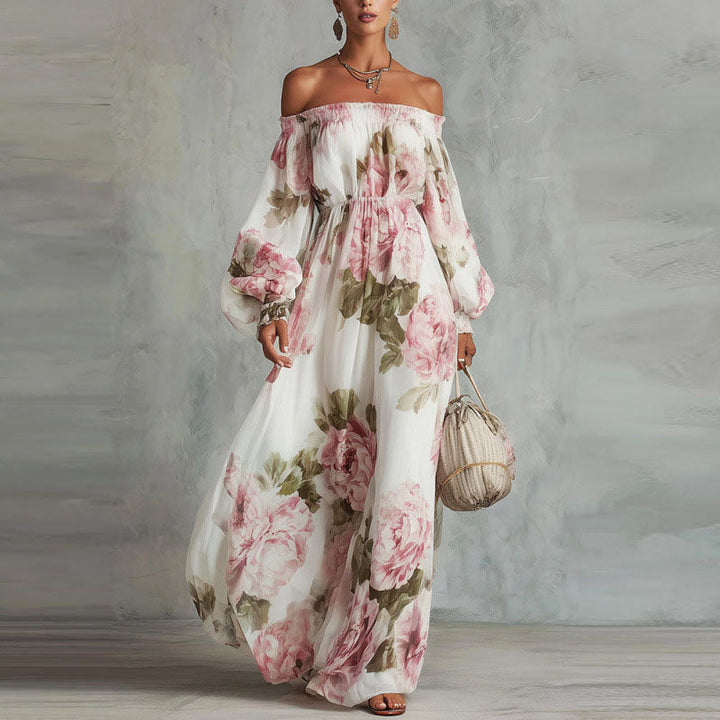 Alivia - Women's Off-Shoulder Floral Maxi Dress