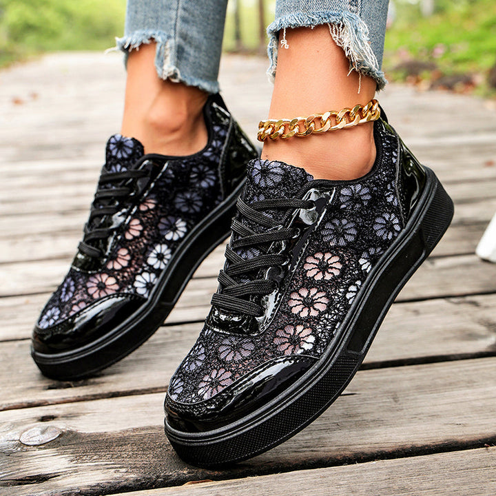 Amanda - Women’s Floral Lace Low-Top Sneakers