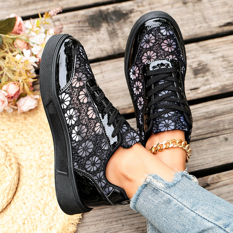 Amanda - Women’s Floral Lace Low-Top Sneakers