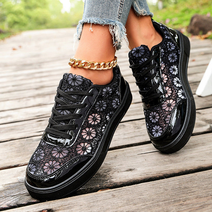 Amanda - Women’s Floral Lace Low-Top Sneakers