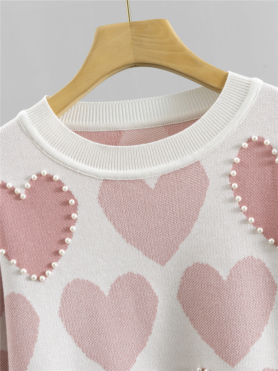 Andrea - Women’s Heart Print Sweater and Jogger Set