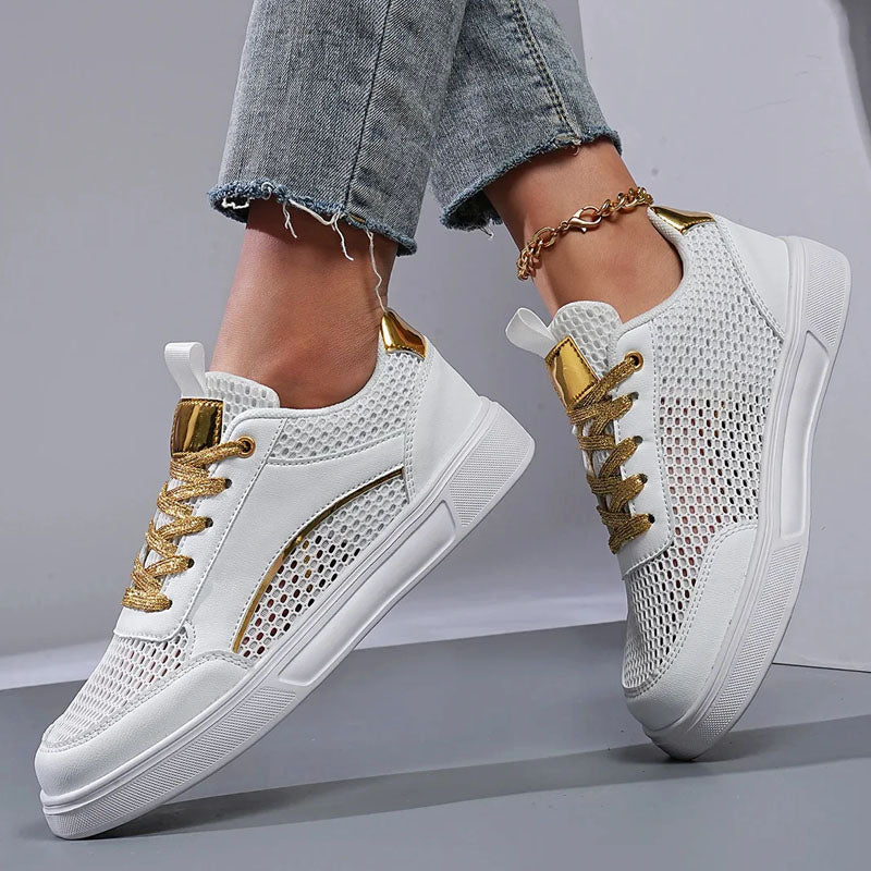 Andrea - Women's Metallic Detail Mesh Sneakers