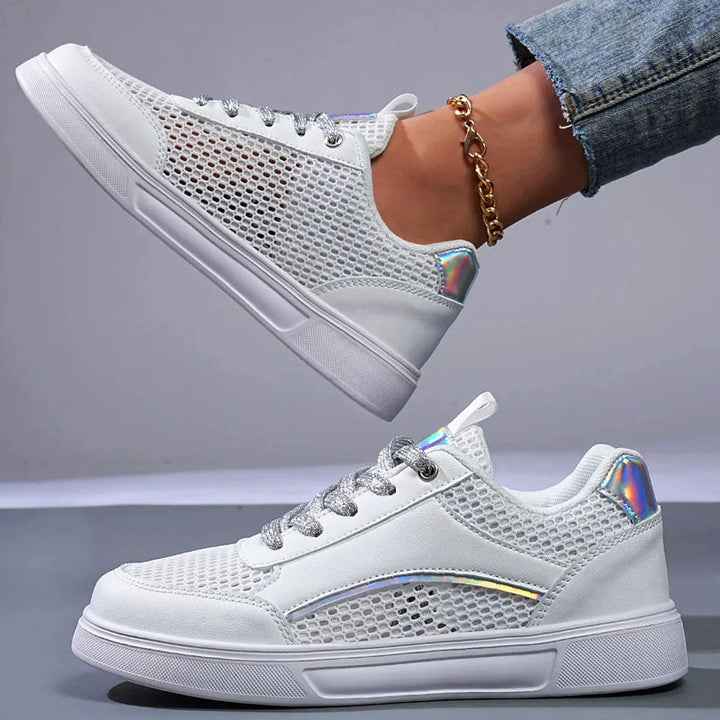 Andrea - Women's Metallic Detail Mesh Sneakers