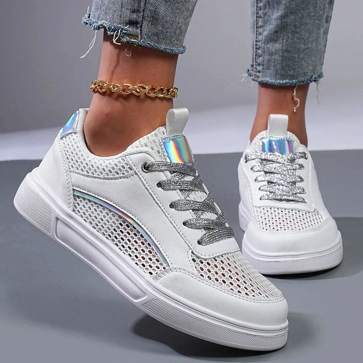 Andrea - Women's Metallic Detail Mesh Sneakers