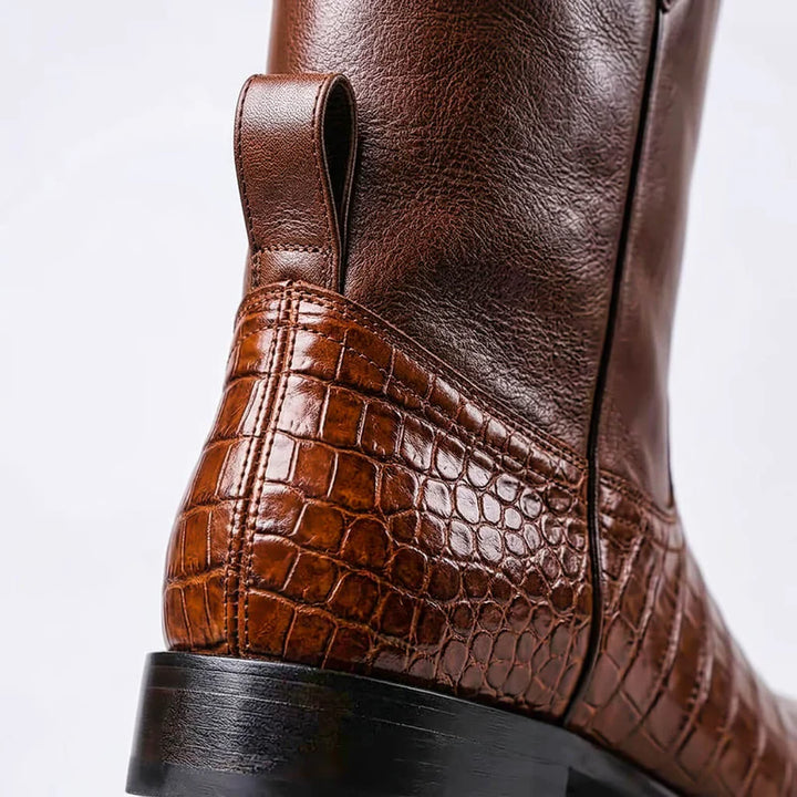 Andrew - Men's Alligator-Textured Leather Western Boots