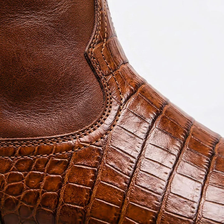 Andrew - Men's Alligator-Textured Leather Western Boots