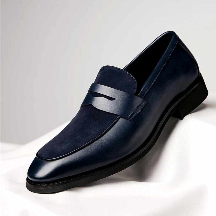 Antonio - Leather Mixed Texture Penny Loafers