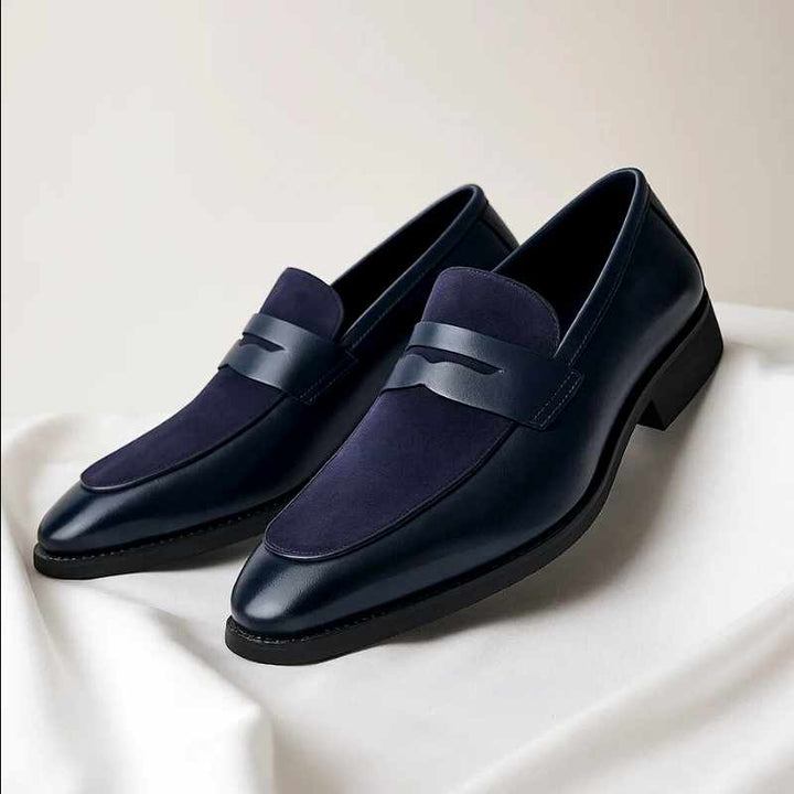 Antonio - Leather Mixed Texture Penny Loafers