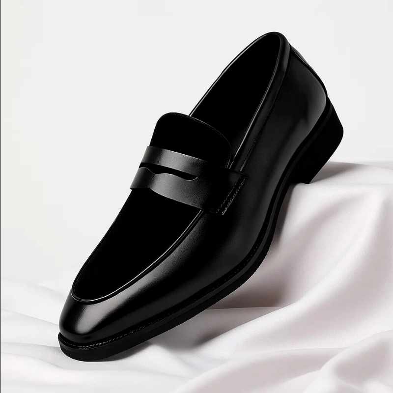 Antonio - Leather Mixed Texture Penny Loafers