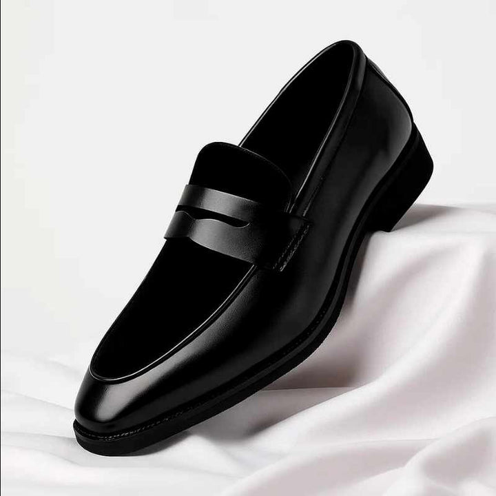 Antonio - Leather Mixed Texture Penny Loafers