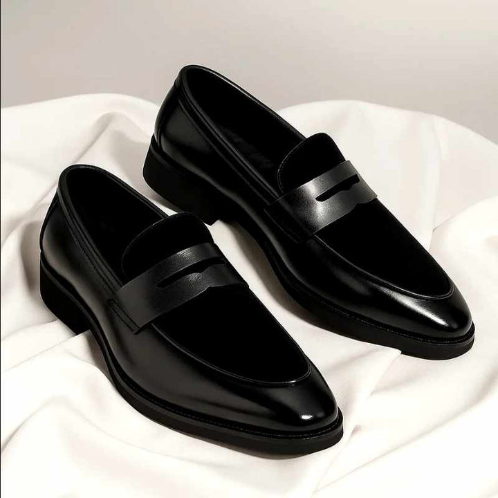 Antonio - Leather Mixed Texture Penny Loafers