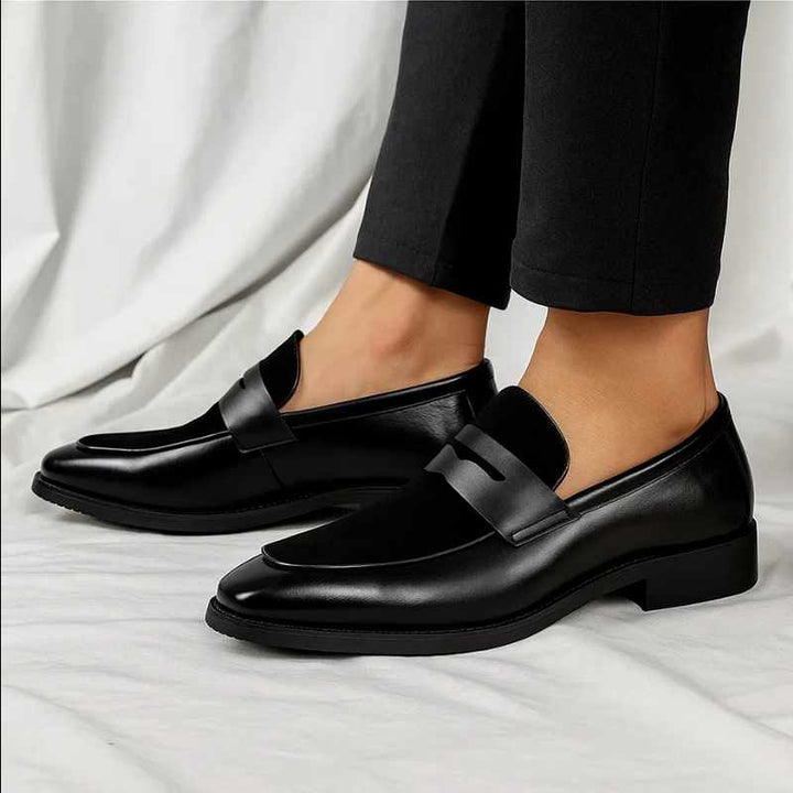 Antonio - Leather Mixed Texture Penny Loafers