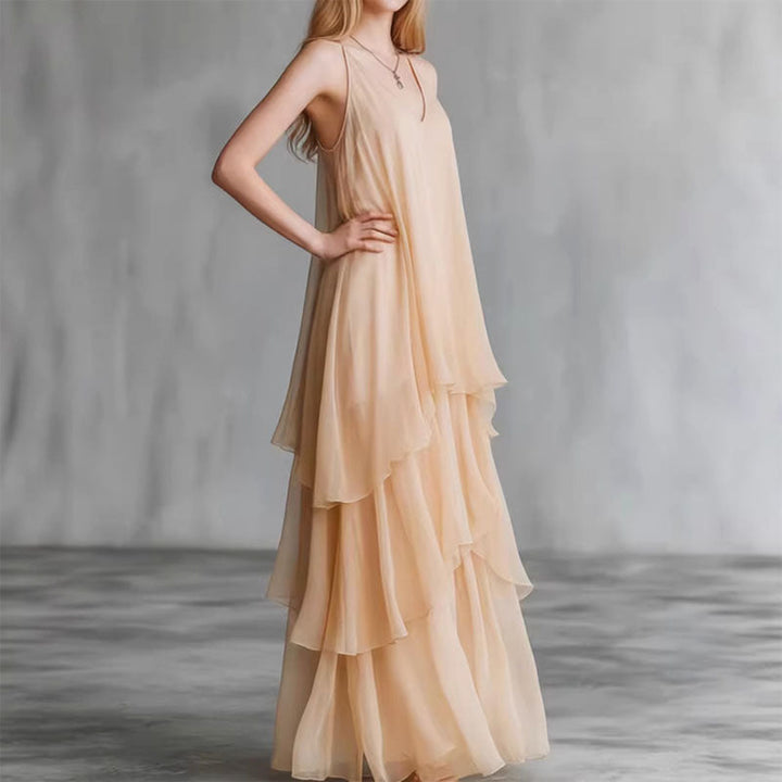 Ariana - Women's V-Neck Tiered Chiffon Maxi Dress