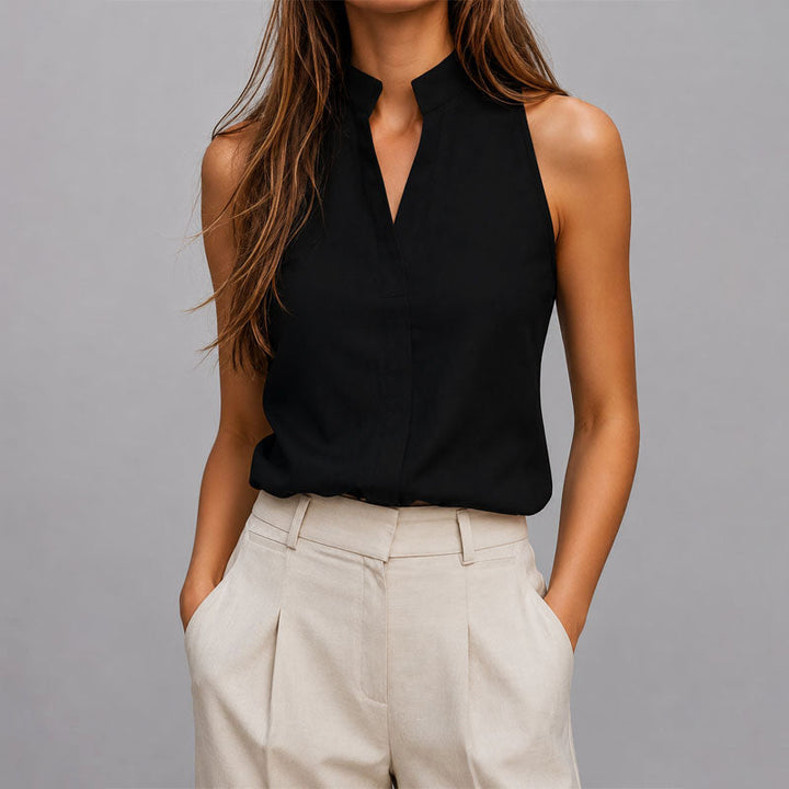 Arianna - Women's Sleeveless Mandarin Collar Blouse