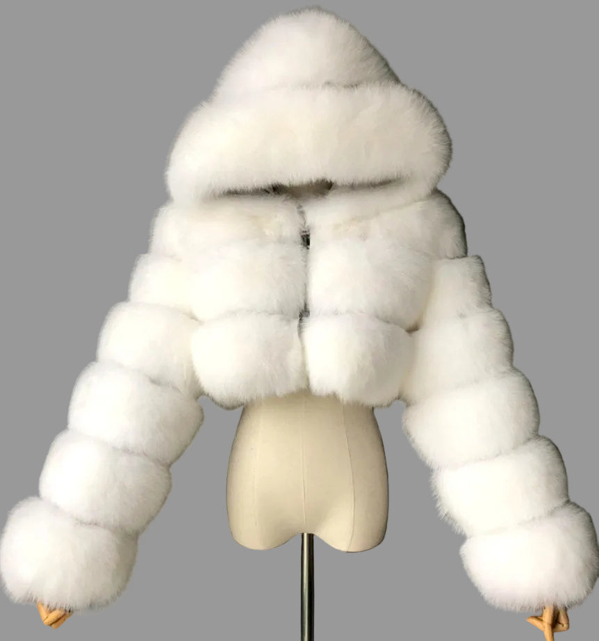 Arlene - Women's Faux Fur Hooded Jacket
