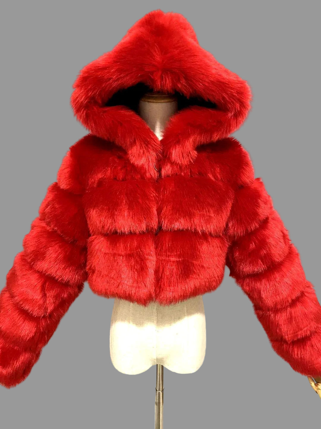 Arlene - Women's Faux Fur Hooded Jacket
