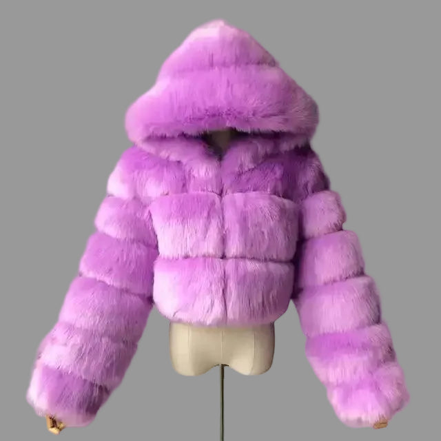 Arlene - Women's Faux Fur Hooded Jacket