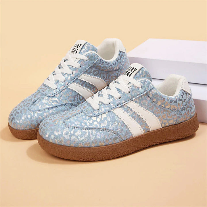Arleth - Women’s Retro Leopard Metallic Lace-Up Sneakers