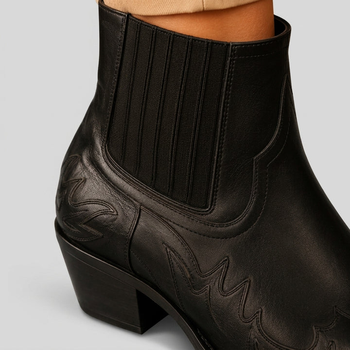 Athena - Women's Western-Stitched Ankle Boots with Elastic Gussets