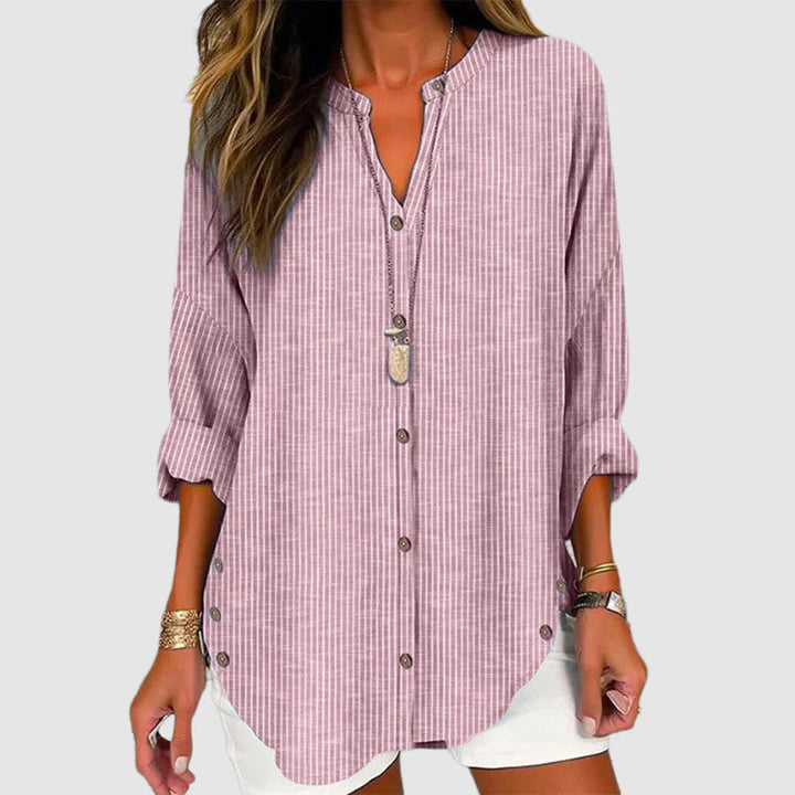 Audrey - Women's Roll-Up Sleeve Hem Blouse